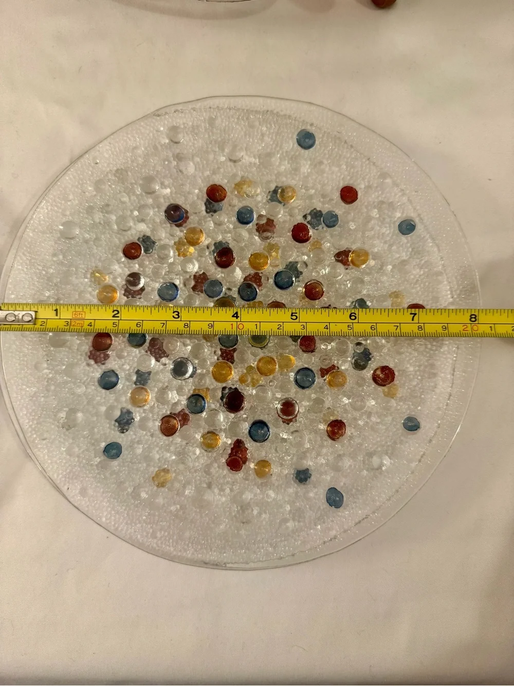 4 Dansk Poland Confetti Bubble Glass plates, textured surface, multicolored. 8”